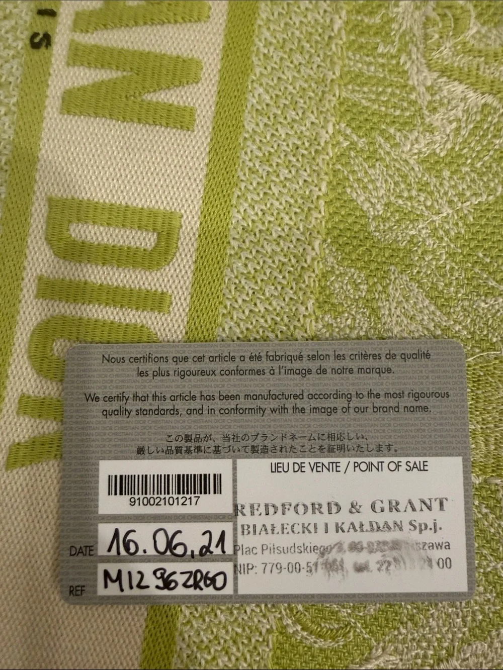 Dior Riviera Medium Book Tote Green  Limited Edition Toile de Jouy Canvas NWT